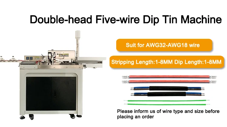 Wire cut strip twist dyppemaskine, automatisk kabelstripping, twisting cutting tinning produktionsmaskine, dobbeltender wire cut strip twisting tinning maskine 