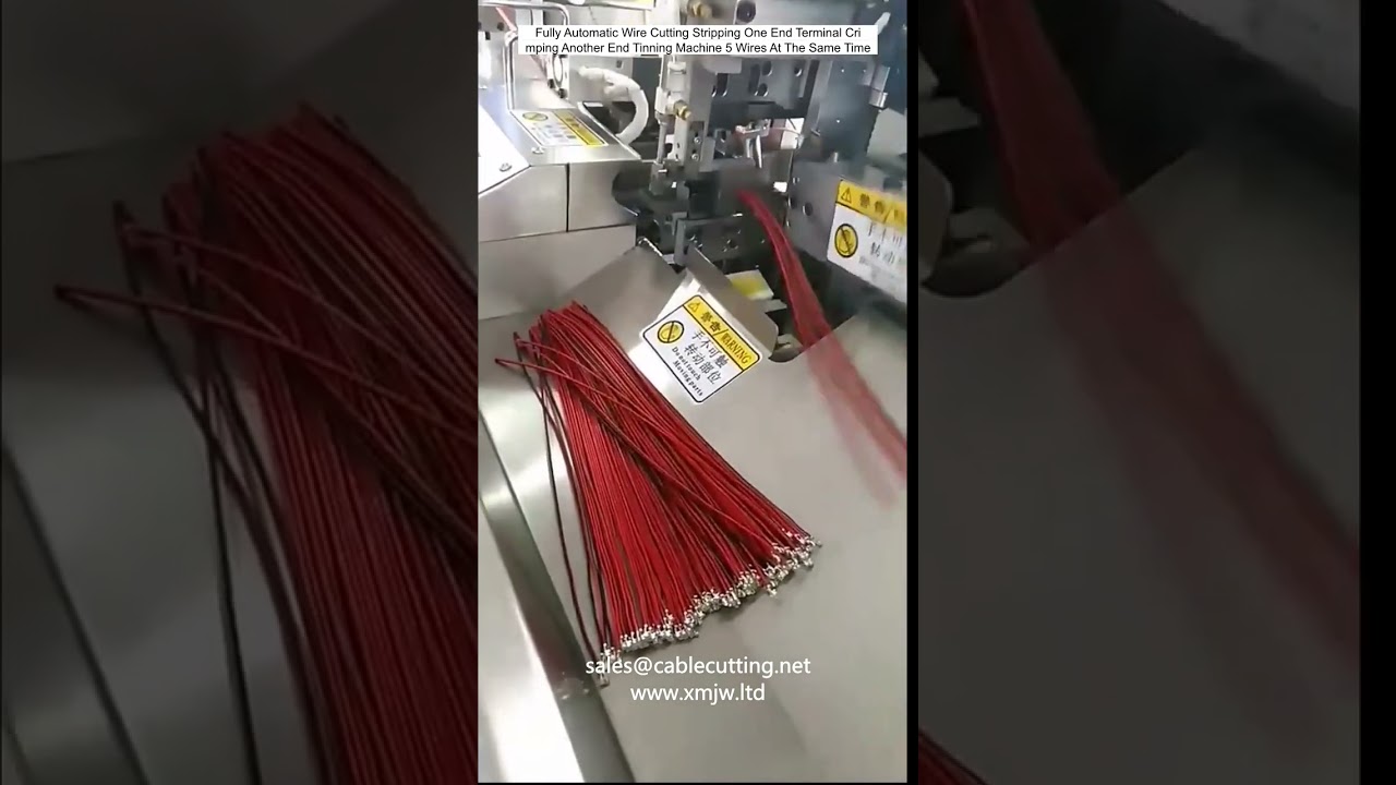 Fully Automatic Wire Cutting Stripping One End Terminal Crimping Another End Tinning Machine 5 Wires