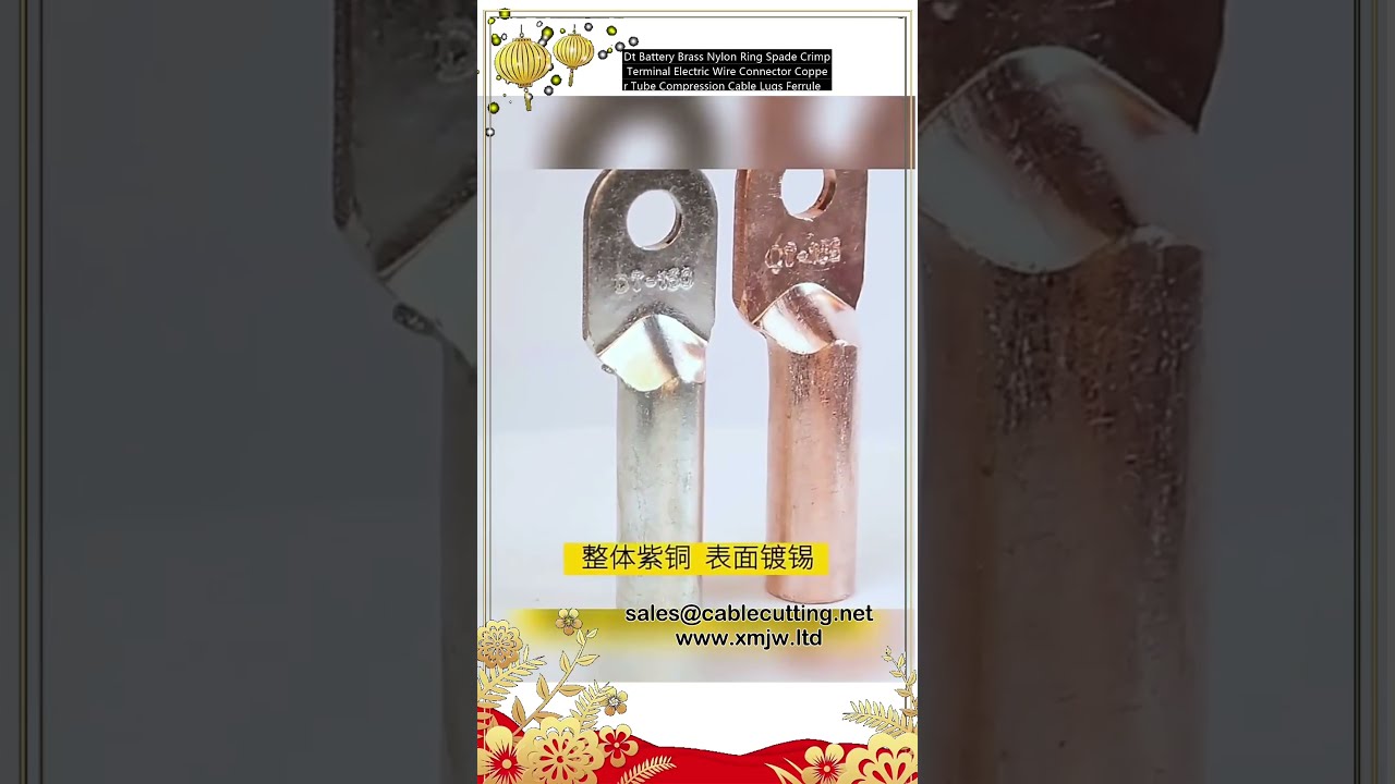Dt Battery Brass Nylon Ring Spade Crimp Terminal Electric Wire Connector Copper Tube Compression Cab